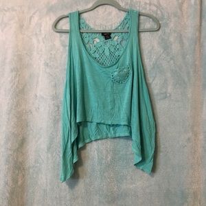 Rue21 flowy Teal tank top with Lace back